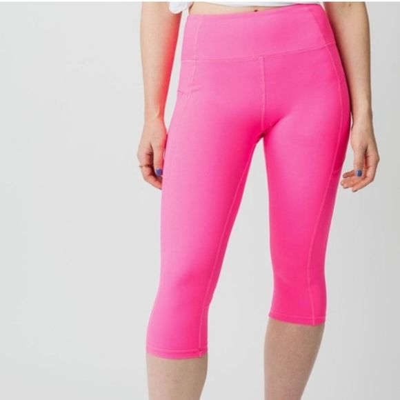 ZYIA Pants - Zyia High Rise Pink Light N Tight Cropped Leggings
